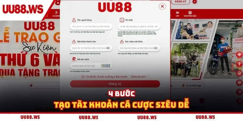 4 bước tạo tài khoản cá cược siêu dễ